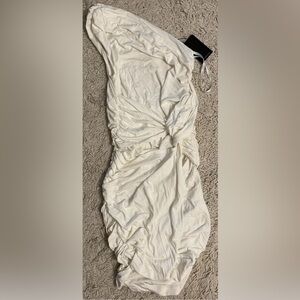 TART white stretchy off One Shoulder above knee dress small S 4 NWT